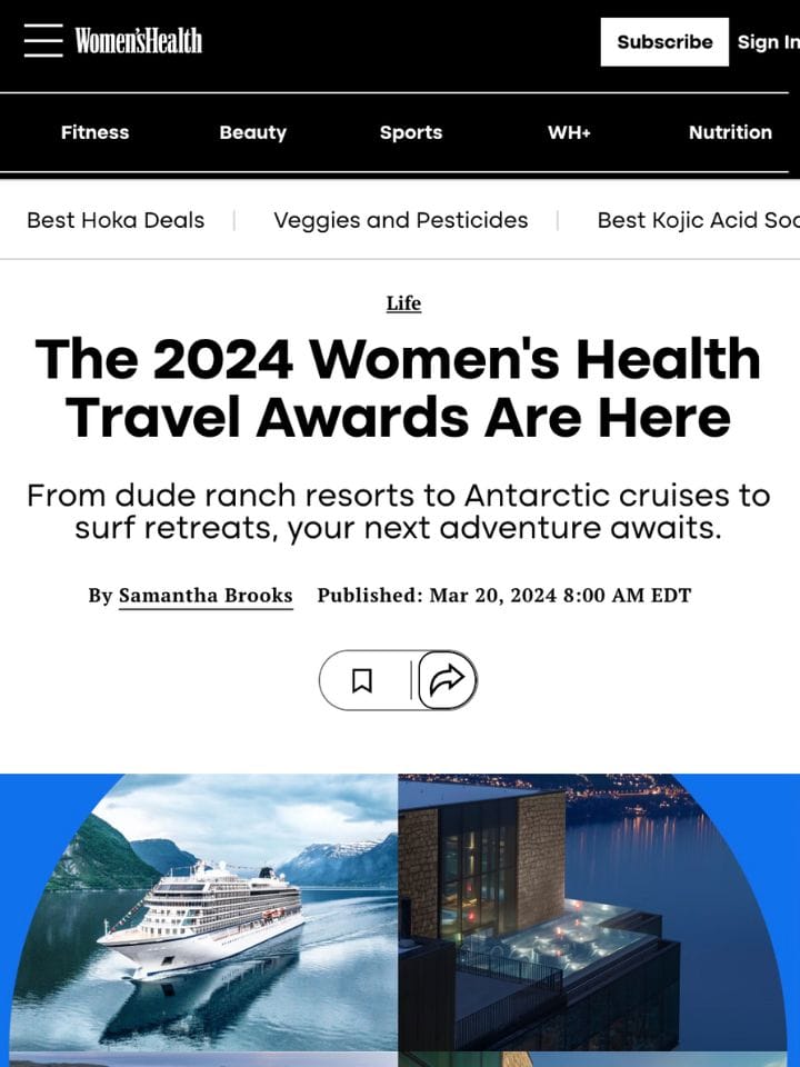 The 2024 Women’s Health Travel Awards Are Here